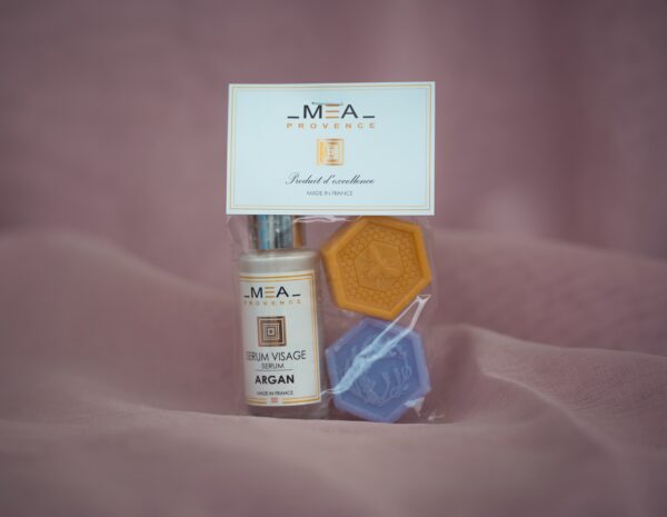 coffret Sérum visage argan savon miel et lavande hexagonal